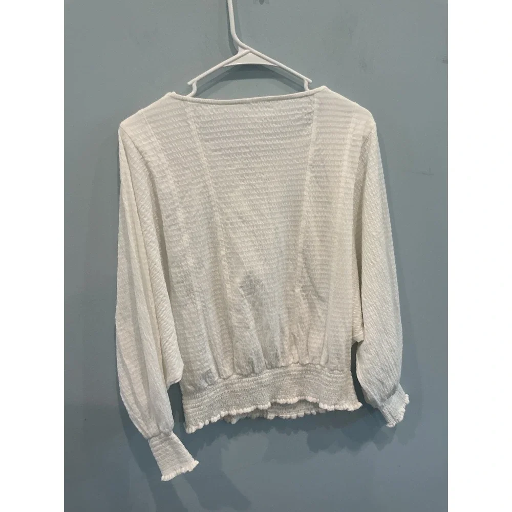 Anthropologie Rebecca Poet Smocked Peasant Top White Romantic Pirate Boho Small